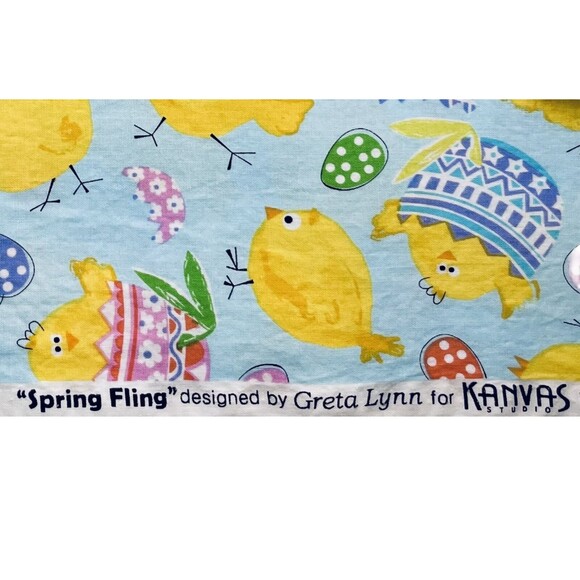 EASTER FABRIC SPRING FLING SPRING CHICKS - KANVAS STUDIO C4961 Quilt Cotton BTY - Picture 3 of 3